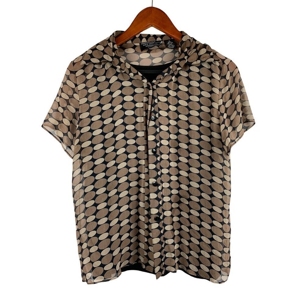 New York City Design Co. S Short Sleeve Button-Up Blouse With Tank